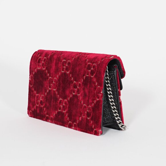 Gucci GG Red Velvet Super Mini Dionysus Chain Shoulder Bag - Picture 6 of 11